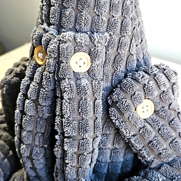 BEVERLY HILLS Teddy Bear Co. Plush Gray Toy Dog 12" Ribbed Doorstop Shelf Sitter - Picture 8 of 8